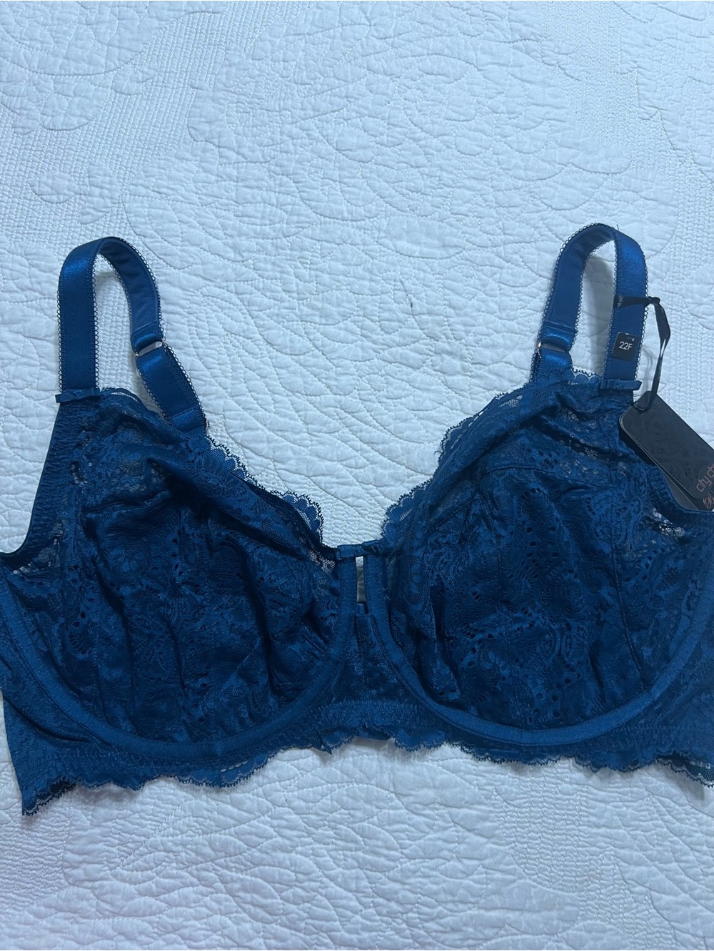 City Chic Boudoir Manon Lace Bra Women’s US Size 44G Blue Underwire NWT #112